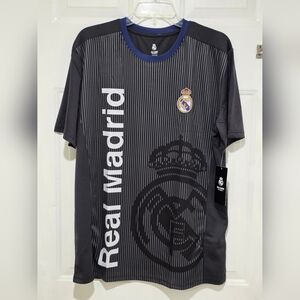 Real Madrid Soccer Jersey  T Shirt Short Sleeve  Black  Men's Size XL